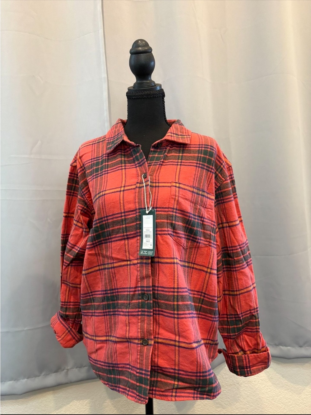 Women’s alpine design Red Plaid Button-Up Shirt / flannel